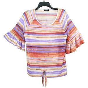 CURE Shirt Womens Large Multicolor Tie Dye Striped Pullover Round Neck Blouse